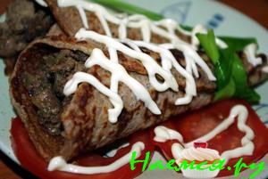 Гречневые блинчики с куриной печенью