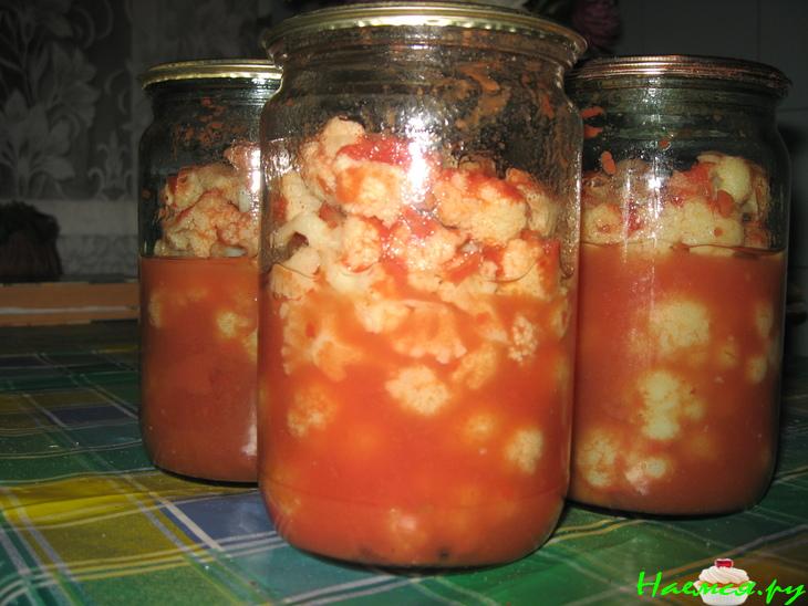 Цветная капуста в томатном соке