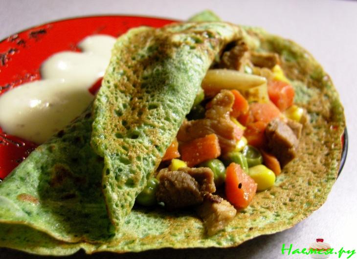 Шпинатные блинчики с начинкой Шпинатные блинчики с начинкой