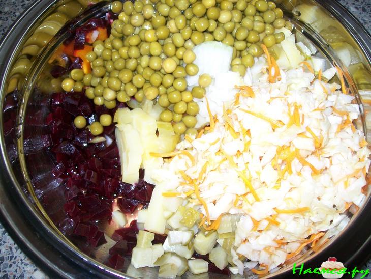 Капуста маринованная и вариант винегрета из неё