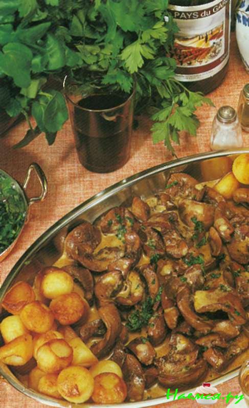 Почки теленка с двумя видами горчицы