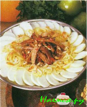 Нарезная жареная свинина в соусе