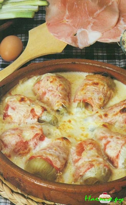 Запеканка из фенхеля с ветчиной