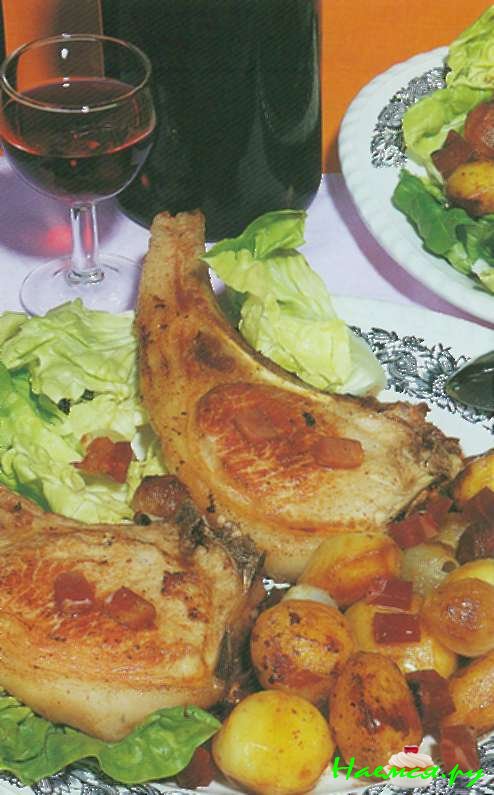 Свиные отбивные с ветчиной