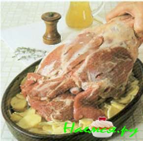 Ягненок и картофель. Бедро ягненка по-пекарски (8 порций)