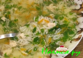 Рисовый суп с курицей и имбирем