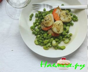 ЖАРЕНЫЕ ГРЕБЕШКИ С ГОРОШКОМ И БОБАМИ