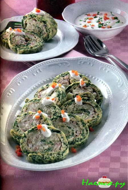 Рулеты из шпината и цветной капусты