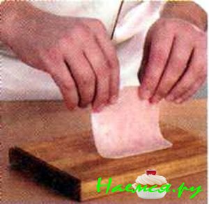 Рулеты из ветчины с начинкой и яичным кремом