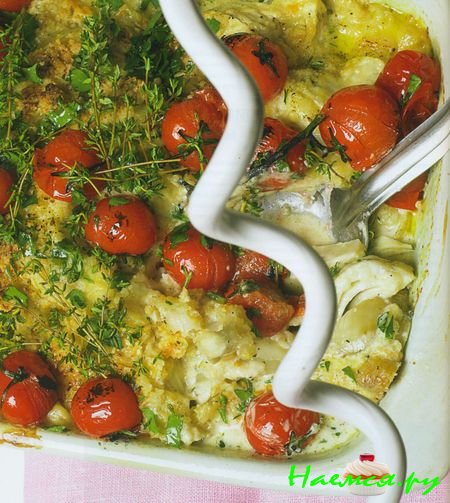 Гратен из фенхеля и помидоров черри