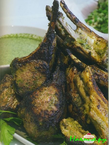 Маринованное каре ягненка с кинзой и медом