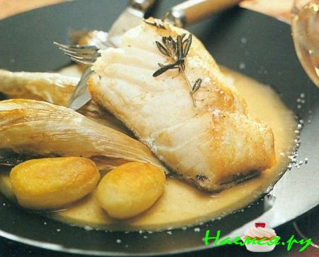 Жареная треска с эндивием и пивным соусом