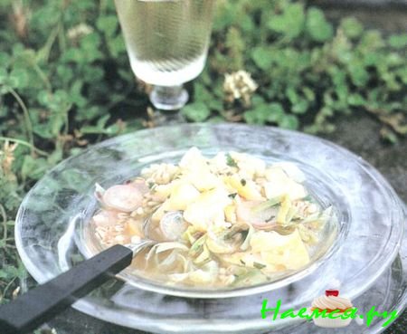 Суп с копченой пикшей и перловой крупой