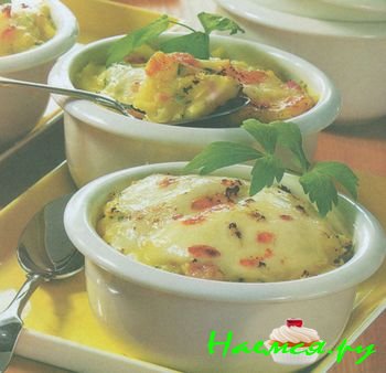 ЗАПЕЧЕННОЕ ПЮРЕ СО ШПИКОМ И СЫРОМ