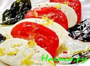 Лимонная моцарелла с листочками базилика