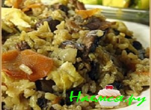 Рис с говядиной и шампиньонами