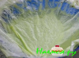 Мороженое с киви выложить в целлофановый пакет, затем переложить его в форму