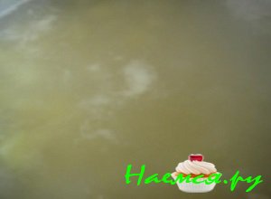 Процеженный рыбий бульон вновь довести до состояния кипения