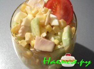 Рецепт салата с курицей и огурцами