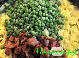 Паста с беконом и горошком