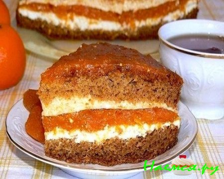 Торт с творогом и курагой