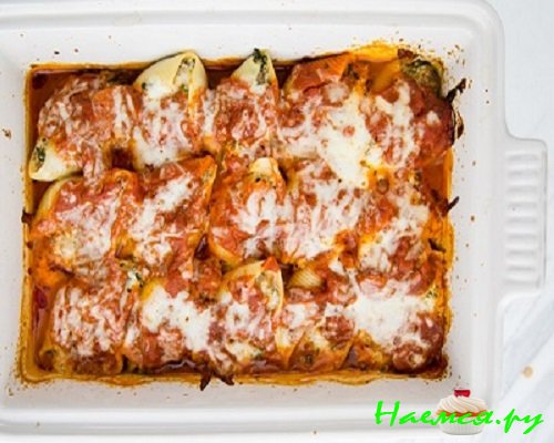 Лазанья с фаршированными ракушками фото