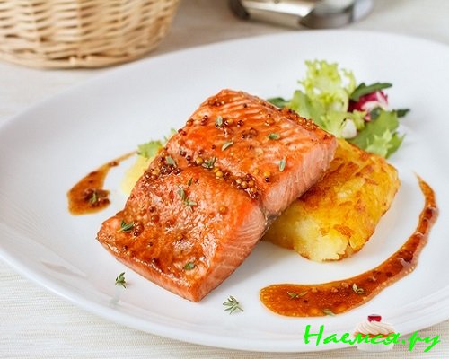 Филе лосося в горчичном соусе фото