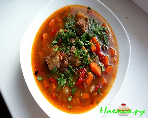 Суп из баранины и печеного перца фото