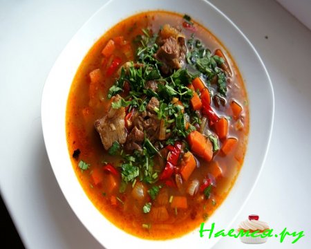 Суп из баранины и печеного перца