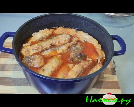 Тушёный толстолобик с толчёным картофелем и маринованными гребешками