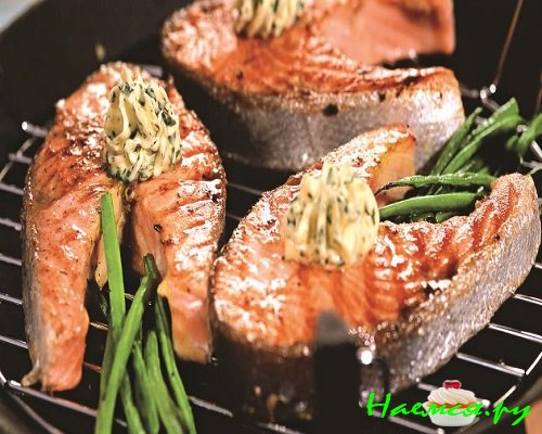 Лосось-гриль с зеленой фасолью рецепт